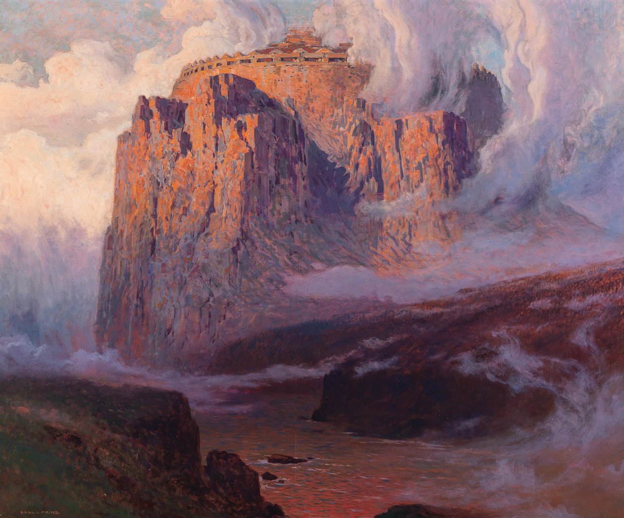 Valhalla, przed 1911 (olej na płótnie) autorstwa Karl Ludwig Prinz