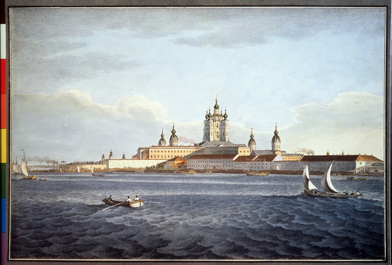 Klasztor Smolny w Sankt Petersburgu (klasztor Smolny w Sankt Petersburgu). Rysunek Karla Pietrowicza Beggrova (1799-1875). Akwarela na papierze autorstwa Karl Pavlovich Beggrov