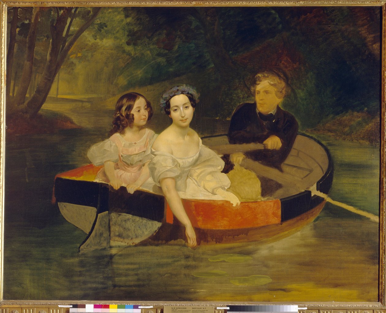 Autoportret z baronową Jekateryną Meller Zakomelską (Meller-Zakomelską) i jej córką w łódce. Obraz Karla Pavlovicha Briullova (Bryullov) (1799-1852), olej na płótnie autorstwa Karl Pavlovich Bryullov
