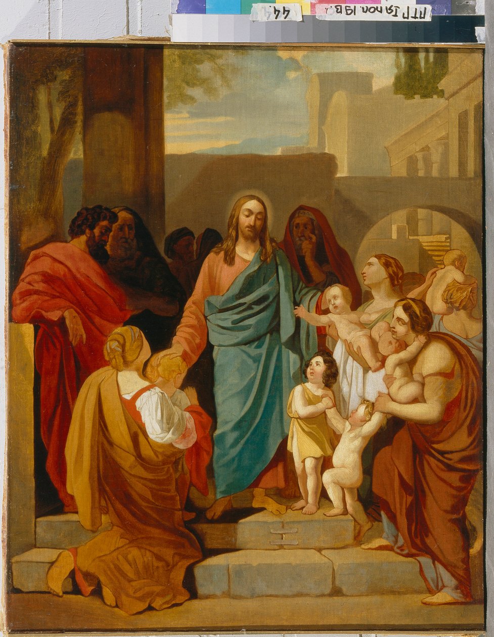 Chrystus błogosławiący dzieci - obraz Karla Pavlovicha Briullova (Briullov) (1799-1852), olej na płótnie autorstwa Karl Pavlovich Bryullov