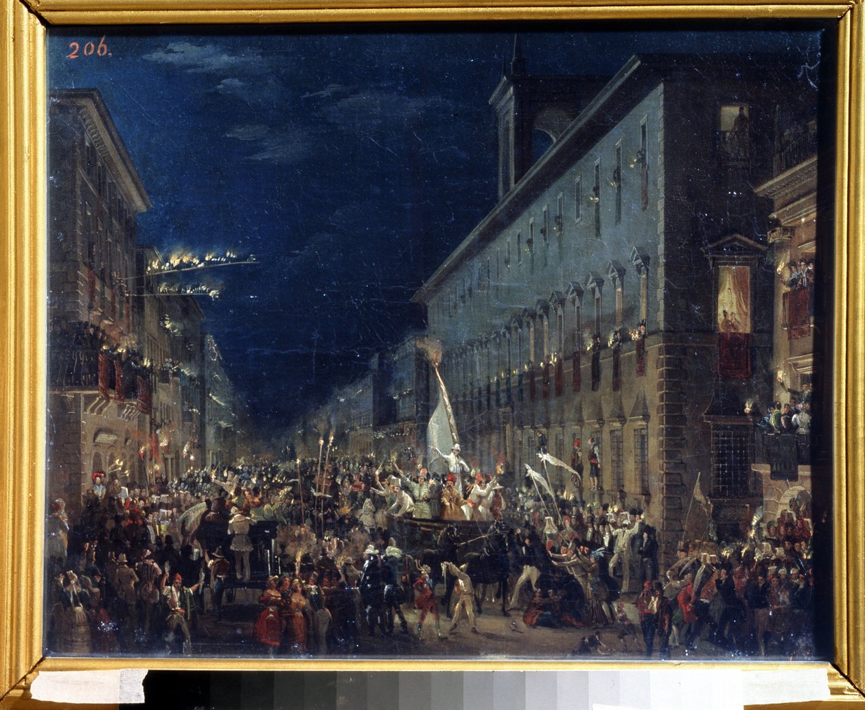 Manifestacja polityczna w Rzymie (Włochy) - Obraz Karla Pavlovicha Briullova (Briullov) (1799-1852) - Olej na płótnie, 37 x 46 cm autorstwa Karl Pavlovich Bryullov