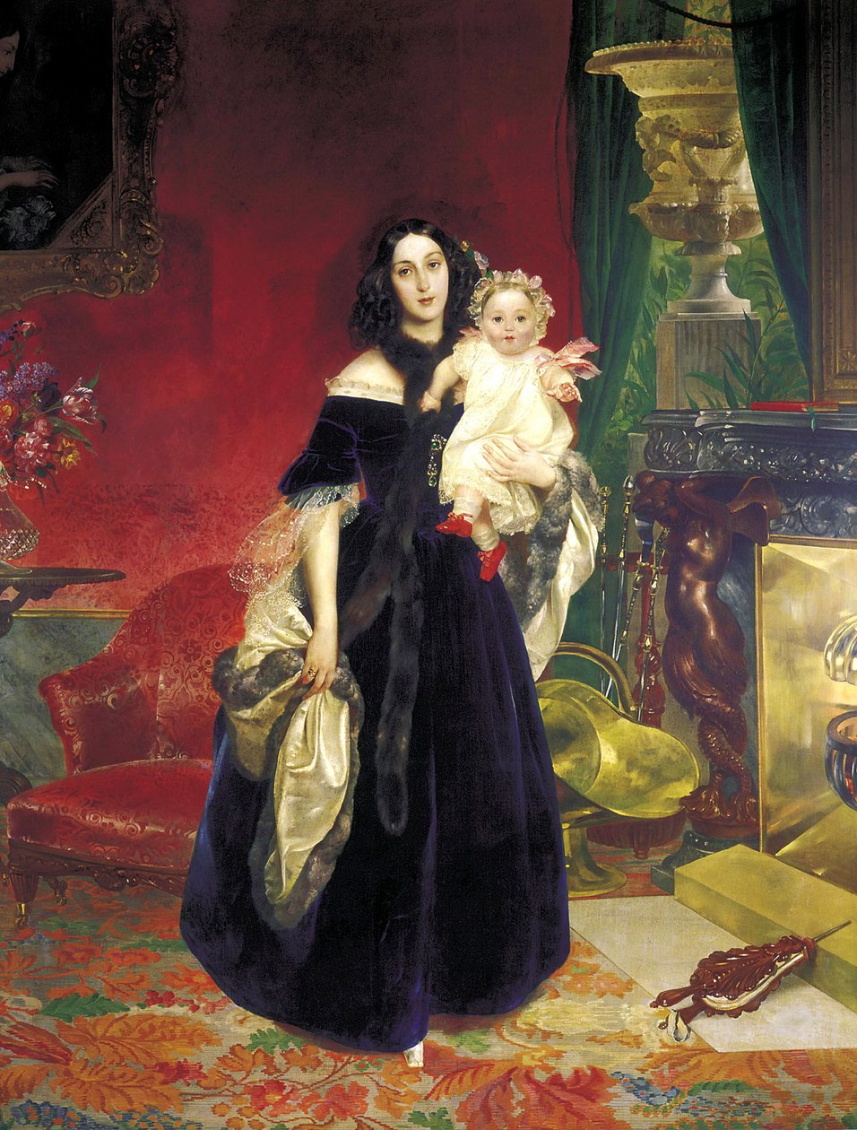 Maria Arkadyevna Stolypina Beck 1819-1889 z córką, 1840. autorstwa Karl Pavlovich Bryullov