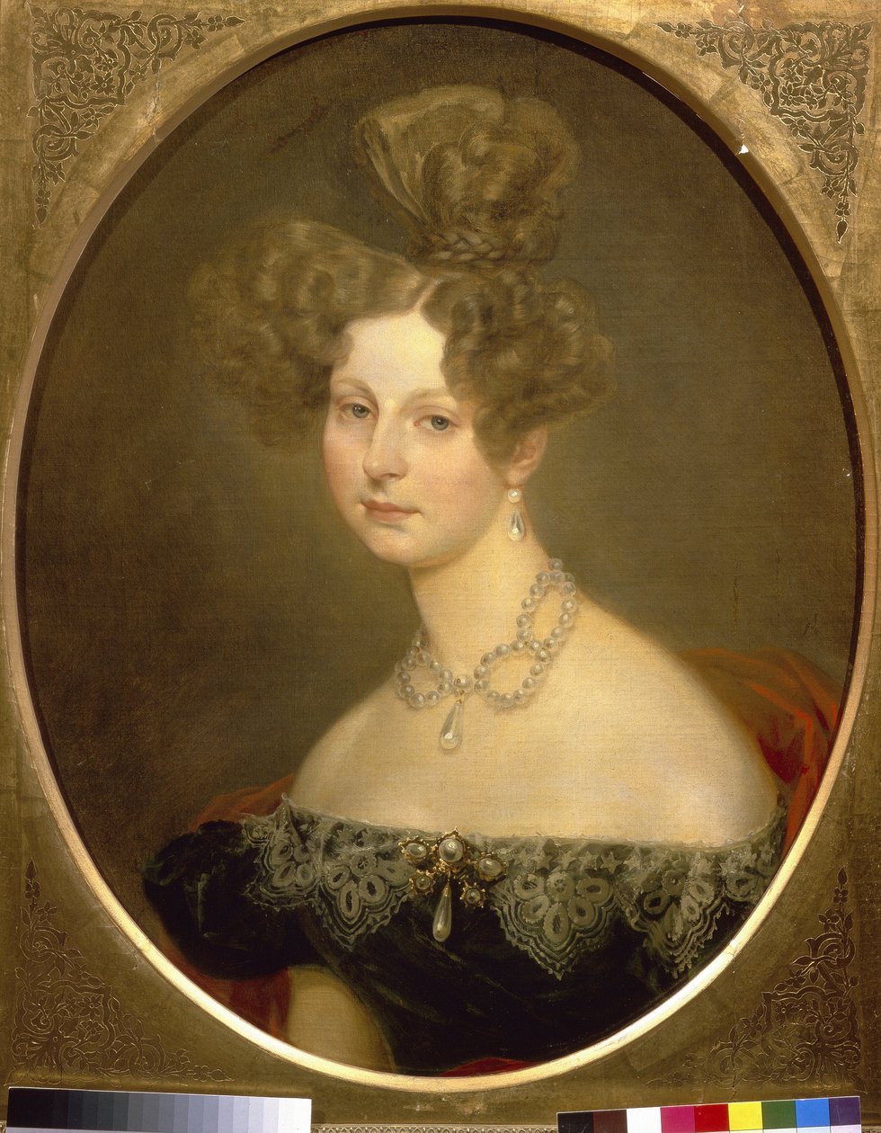 Portret księżniczki Frederique Charlotte Marie z Wirtembergii (1807-1873), wielkiej księżnej Heleny Rosji. (Portret Friederike Charlotte Marie z Wirtembergii, Wielkiej Księżnej Pawłowny Rosji). Obraz Karla Pavlovicha Briullova (Bryullov) (179 autorstwa Karl Pavlovich Bryullov