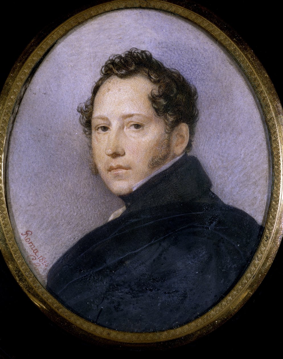 Portret artysty Sylwestra Szczedrina (Sylwestra Szczedrina) (1791-1830) (Portret artysty S. Szczedrina). Praca Karla Pavlovicha Briullova (Briullov) (1799-1852), akwarela na papierze autorstwa Karl Pavlovich Bryullov