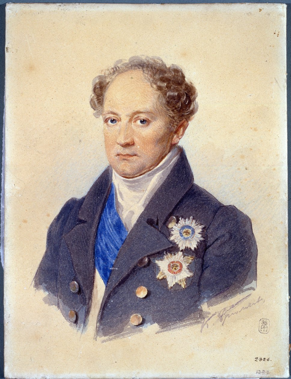 Portret księcia Aleksandra Nikołajewicza Golicyna (1773-1844). Praca Karla Pavlovicha Briullova (Bryullova) (1799-1852), akwarela na papierze, ok. 1830 r. Sztuka rosyjska autorstwa Karl Pavlovich Bryullov
