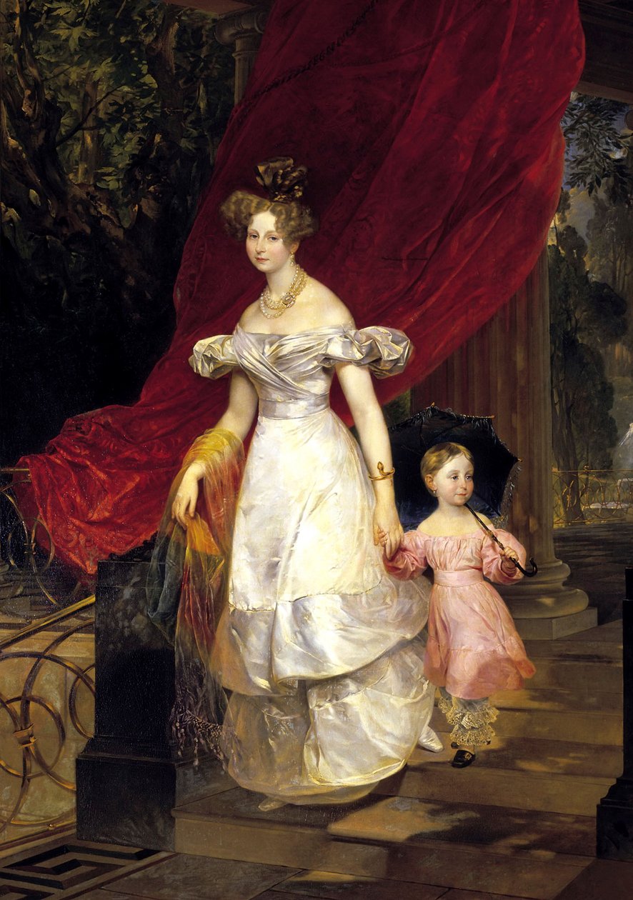 Portret wielkiej księżnej Eleny Pawłownej Rosji 1807-1873 z córką Marią, 1830. autorstwa Karl Pavlovich Bryullov