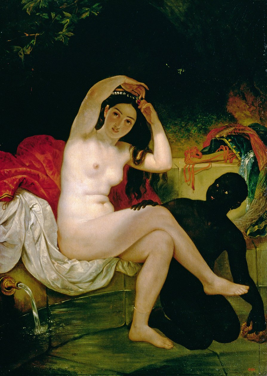 Virsavia, czyli kąpiąca się z murzyńską niewolnicą (olej na płótnie) autorstwa Karl Pavlovich Bryullov