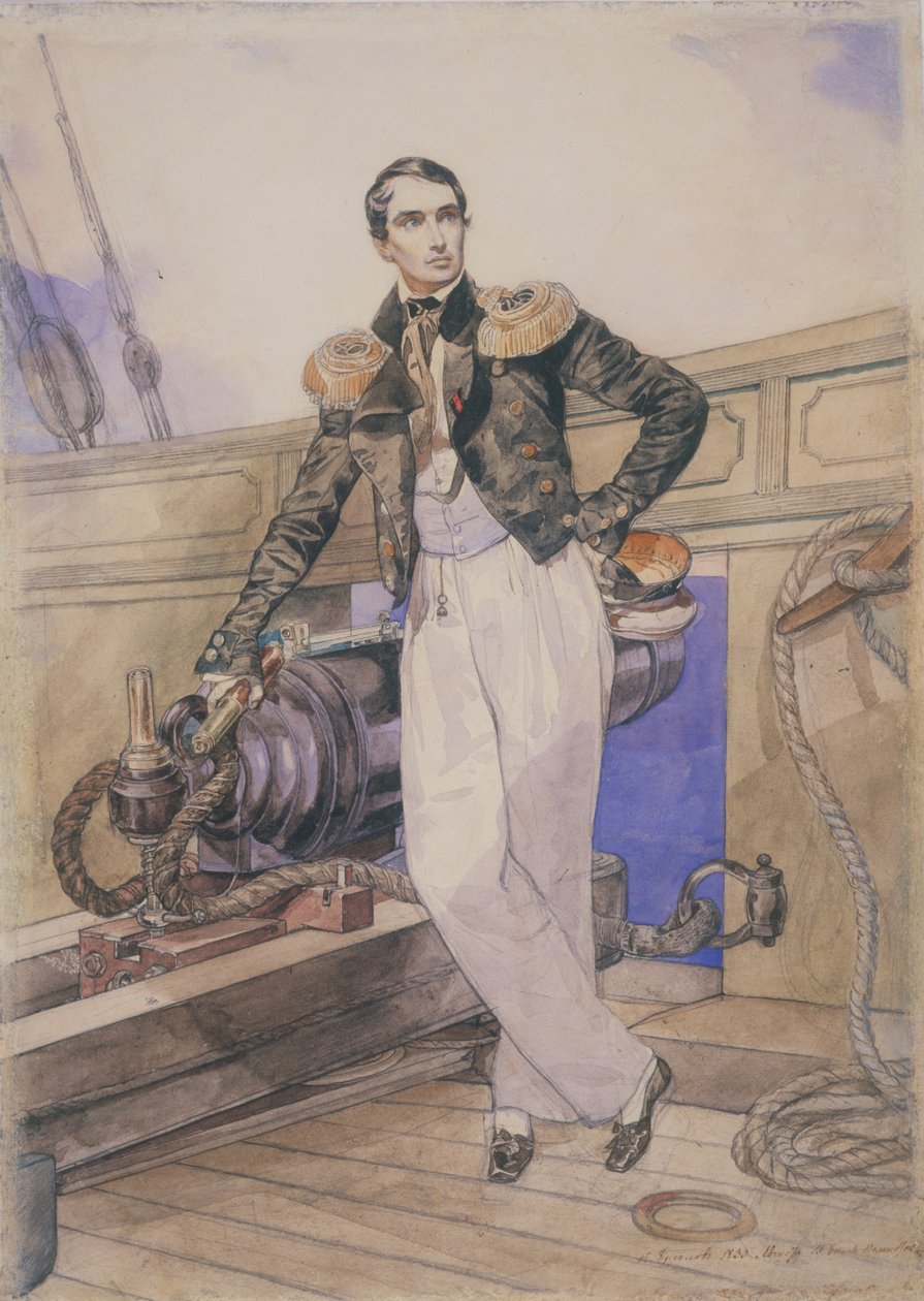 Władimir Aleksiejewicz Korniłow na pokładzie brygu Temistokles, 1835 autorstwa Karl Pavlovich Bryullov