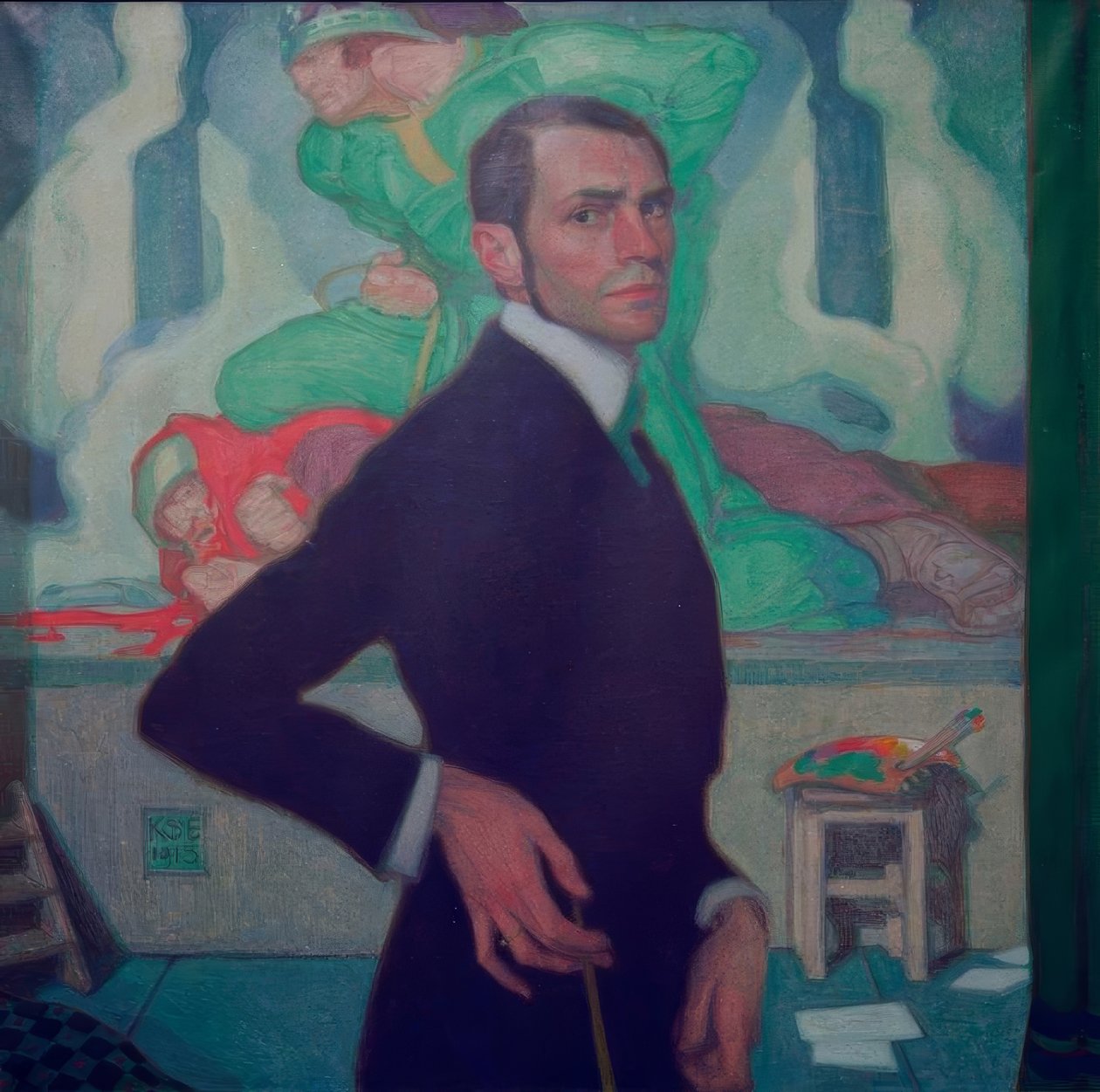 Autoportret na tle cyklu Nibelungów autorstwa Karl Schmoll von Eisenwerth