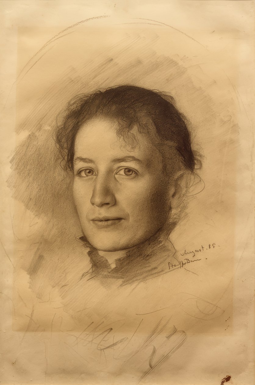 Portret siostry artysty, Marie Stauffer autorstwa Karl Stauffer Bern