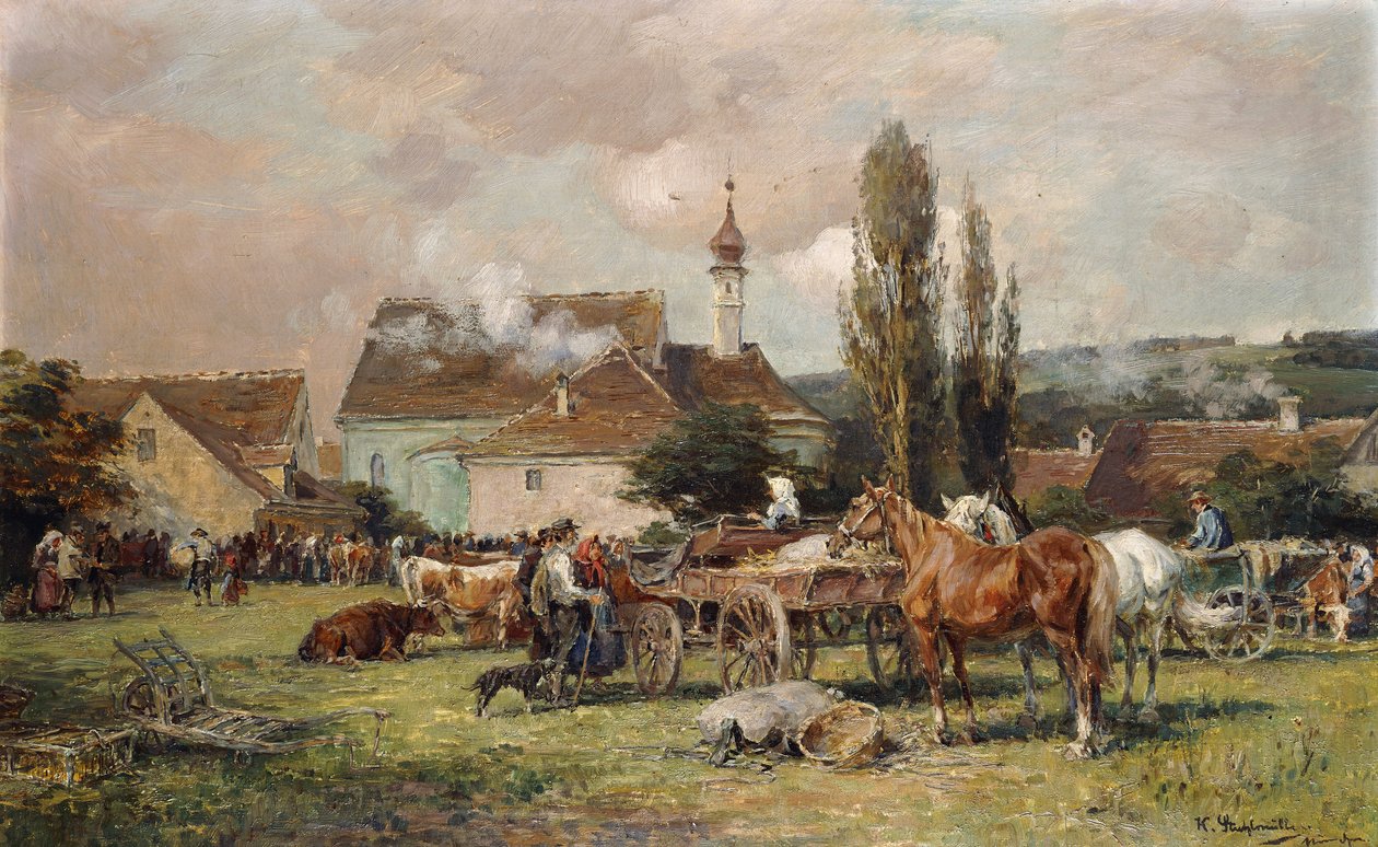 Targ przy wiosce autorstwa Karl Stuhlmuller
