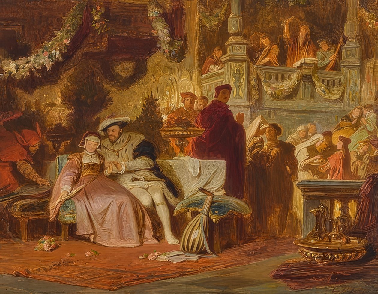Henryk VIII uwodzi Annę Boleyn na balu u kardynała Wolseya autorstwa Karl Theodor von Piloty