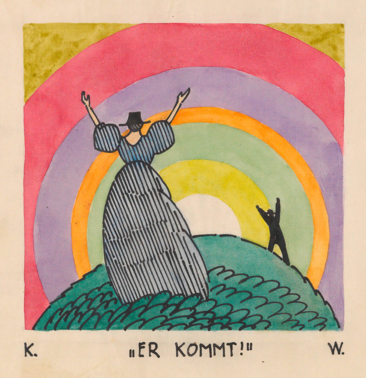 Przychodzi, ok. 1921 (gwasz na papierze) autorstwa Karl Wiener