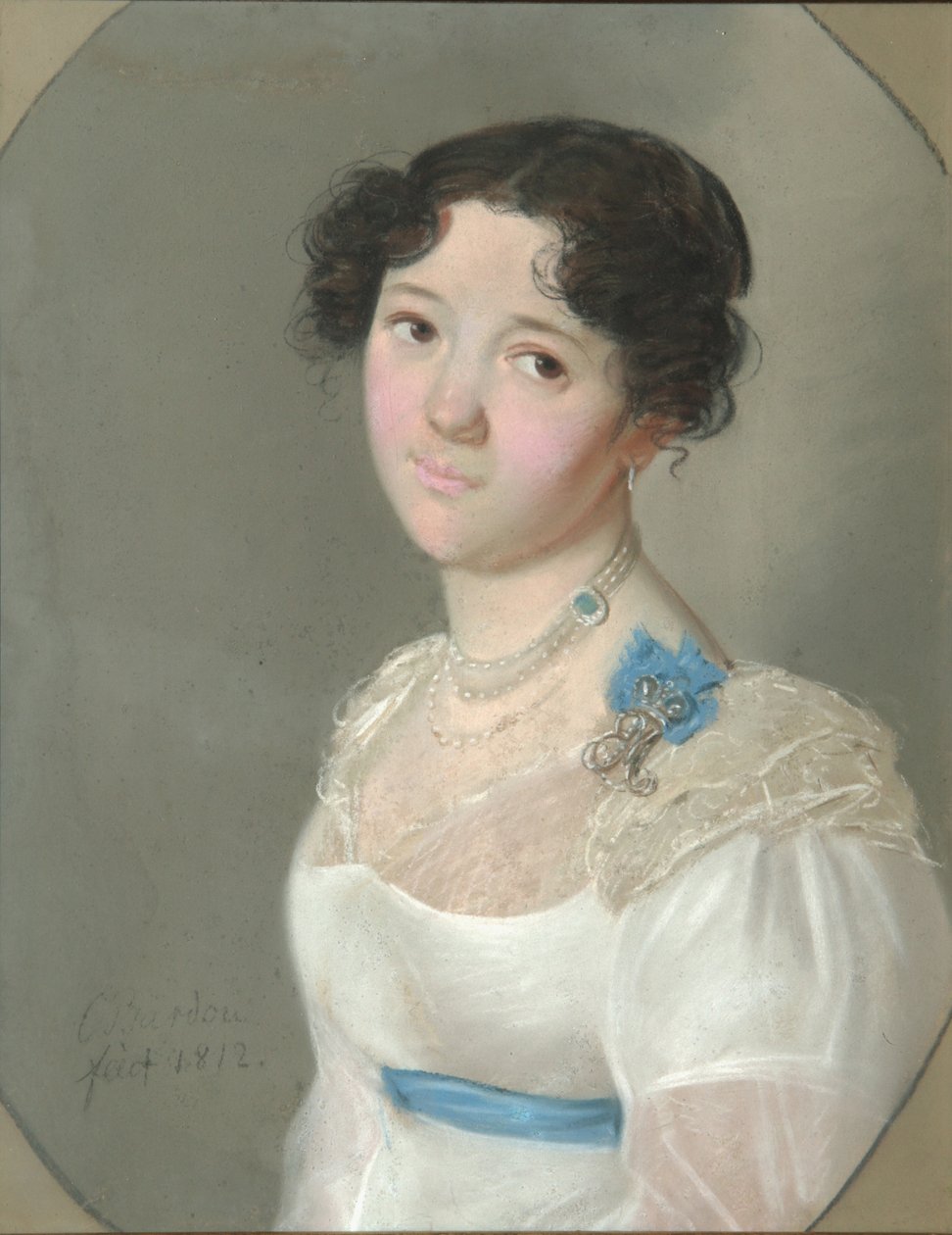 Portret hrabiny Agrafeny Juriewny Oboleńskiej 1789-1829, z domu Neledinskaya-Meletskaya, 1812 autorstwa Karl Wilhelm Bardou
