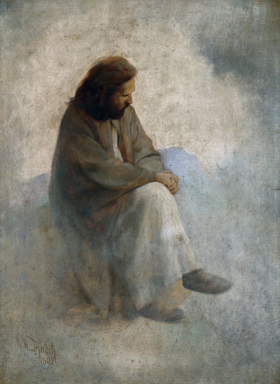 Autoportret jako Chrystus, Diefenbach, Karl Wilhelm (1851-1913). olej na płótnie autorstwa Karl Wilhelm Diefenbach