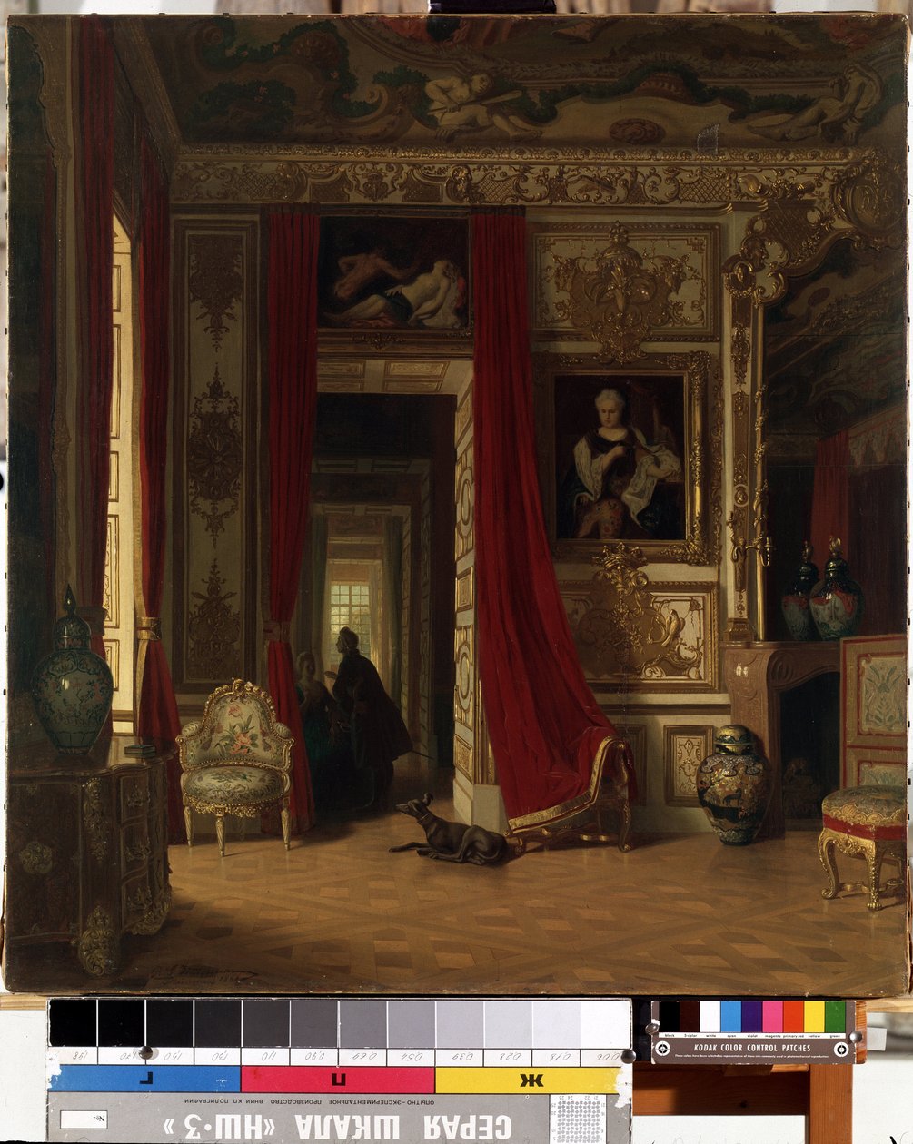 Wnętrze. Obraz Karla Zimmermanna (1796-1820). Olej na płótnie, 83 x 77 cm. XIX-wieczna sztuka niemiecka. Państwowe Muzeum Sztuki im. MK Ciurlionisa w Kownie (Litwa). autorstwa Karl Zimmermann
