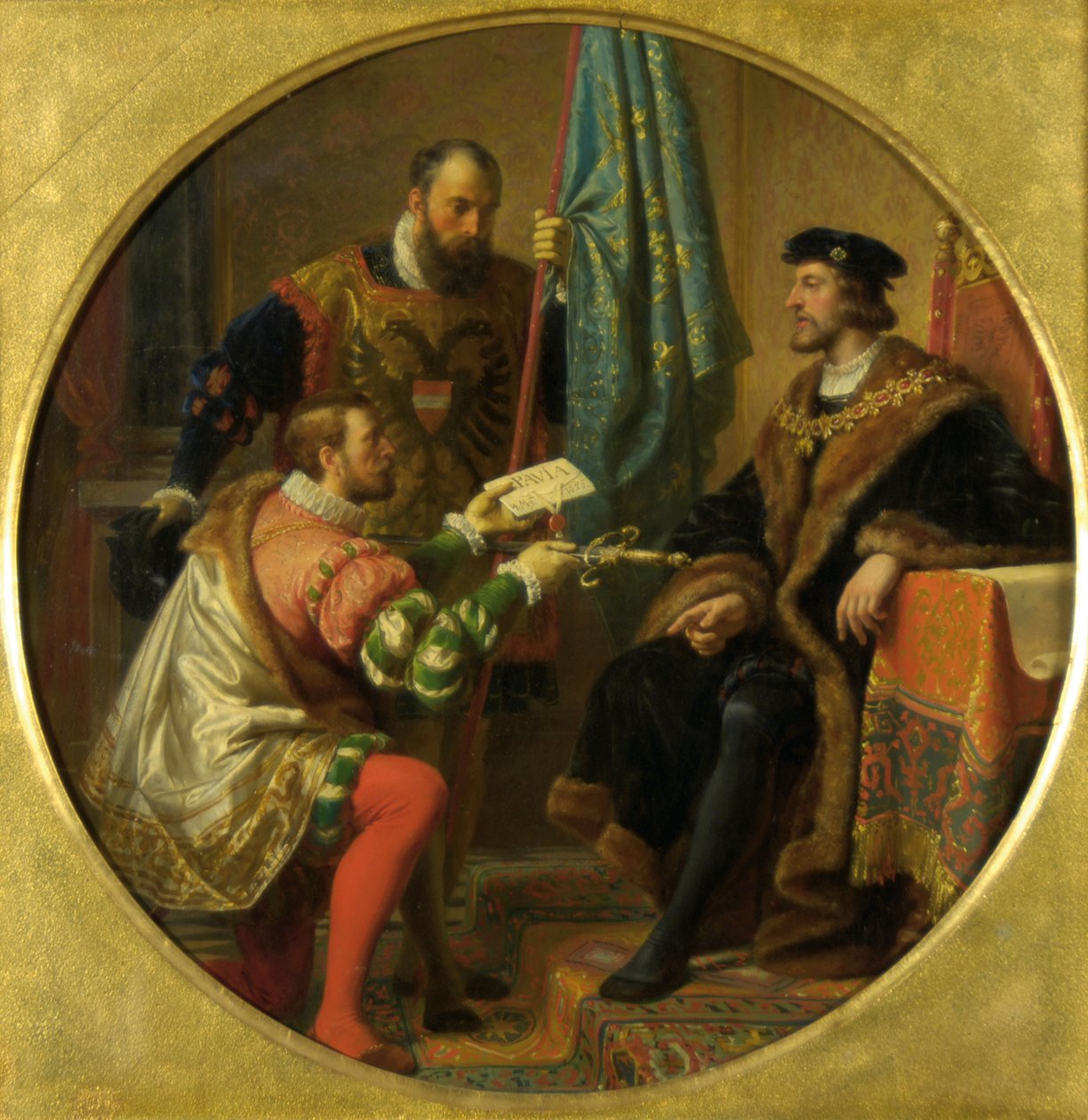 Cesarz Karol V i król Franciszek I w Pawii 1525 autorstwa Karl von Blaas