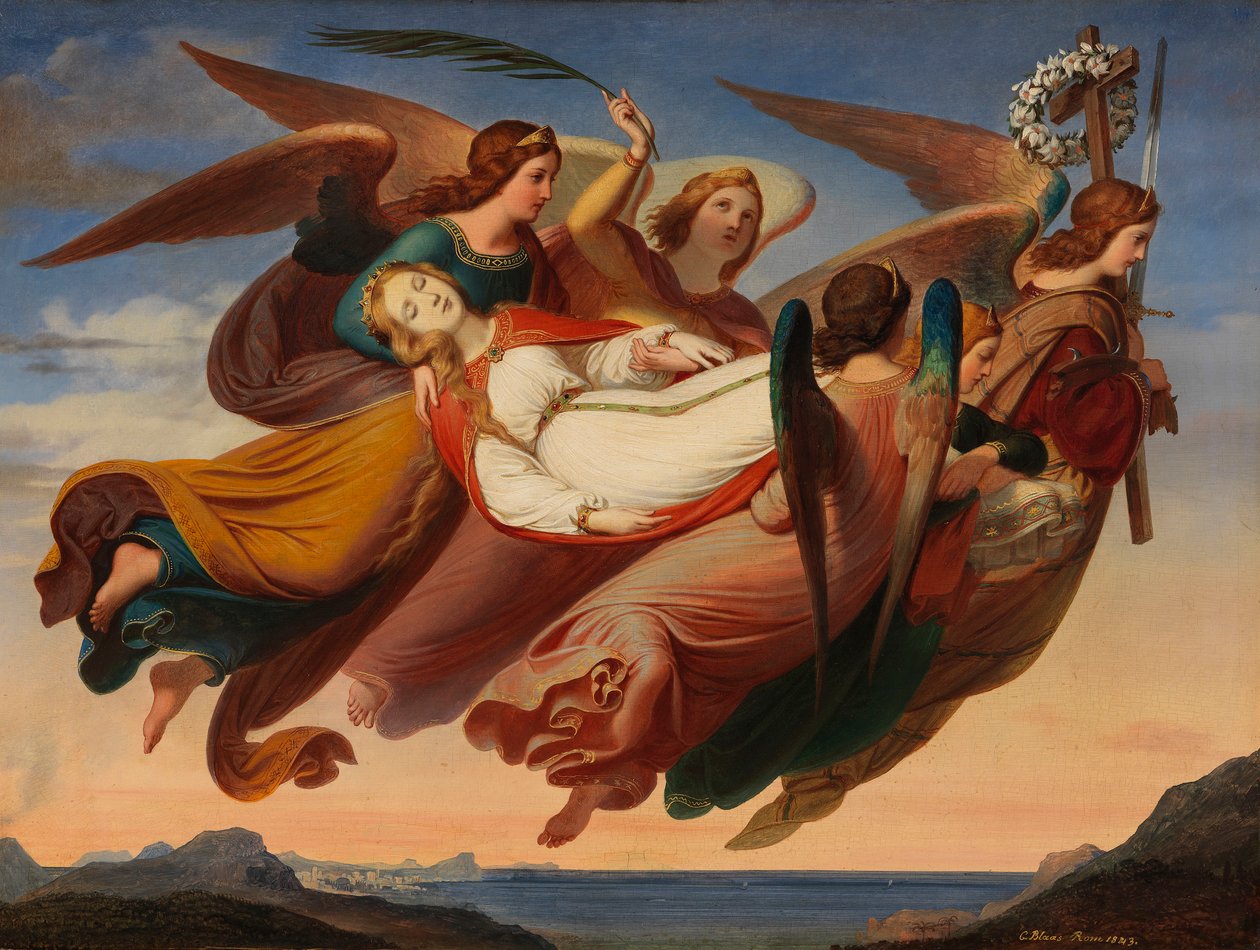 Cudowne tłumaczenie ciała św. Katarzyny Aleksandryjskiej na Synaj, 1843. autorstwa Karl von Blaas