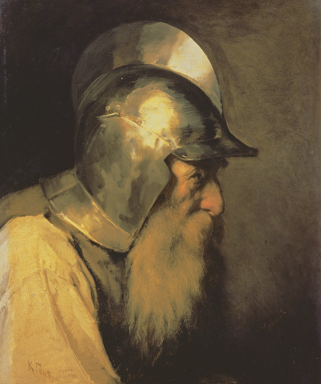 Stary wojownik z czasów hugenotów, 1870 autorstwa Karlis Fridikh Huns