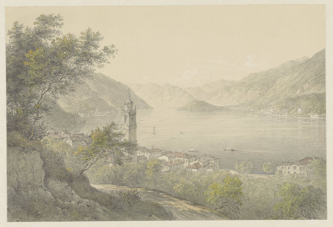 Bellagio, nad jeziorem Como autorstwa Karoly Lajos Libay