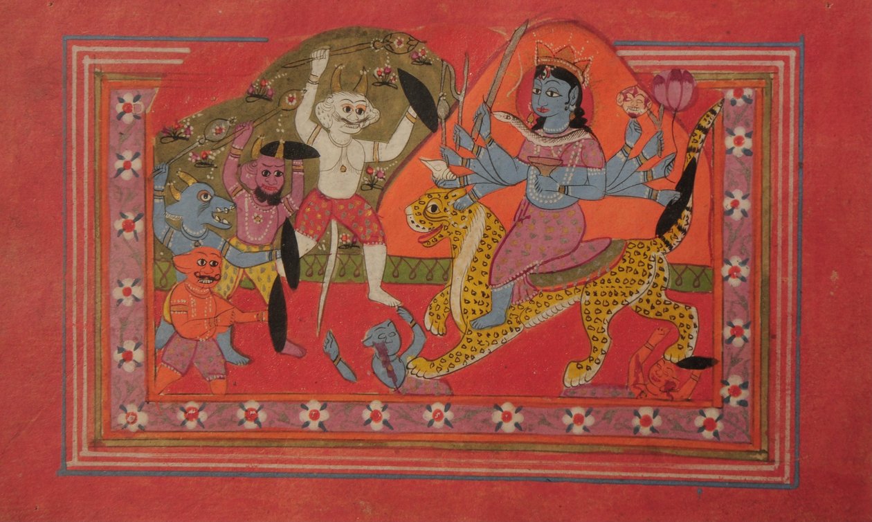 Dziesięcioręki Devi unicestwiający demony autorstwa Kashmir School