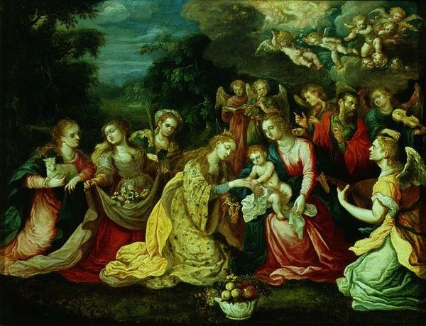 Mistyczne małżeństwo św. Katarzyny autorstwa Kasper or Gaspar van den (attr. to) Hoecke