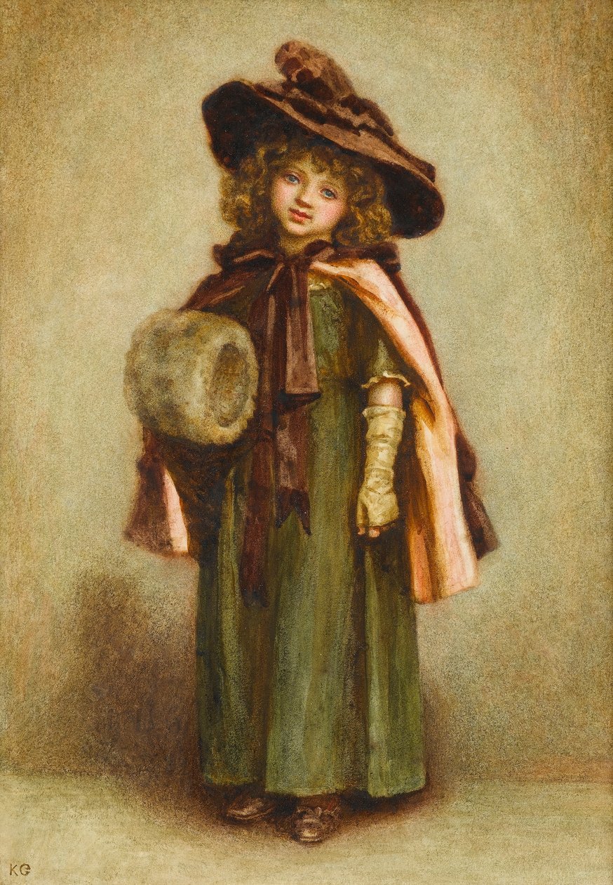 Gotowy do wyjścia: Dziewczyna z mufką (wc na papierze) autorstwa Kate Greenaway