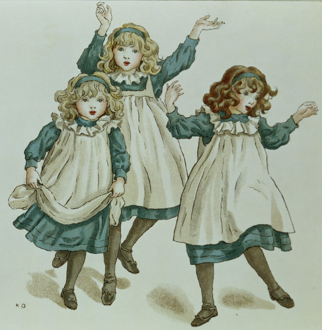 Szczepy Polly Flinders, z „Kwietniowej księgi melodii” 1900 autorstwa Kate Greenaway