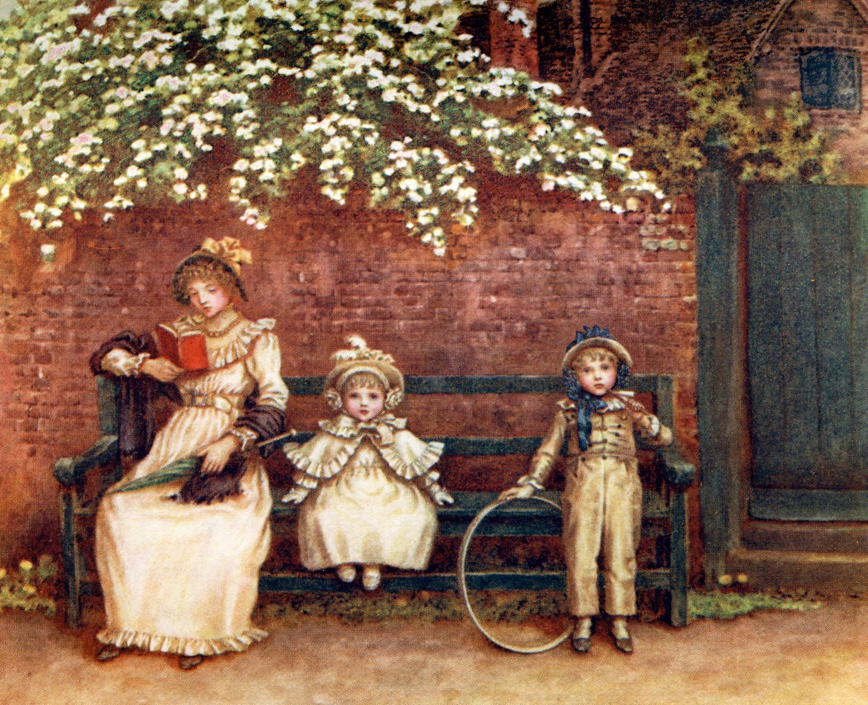 Siedzisko ogrodowe autorstwa Kate Greenaway. autorstwa Kate Greenaway
