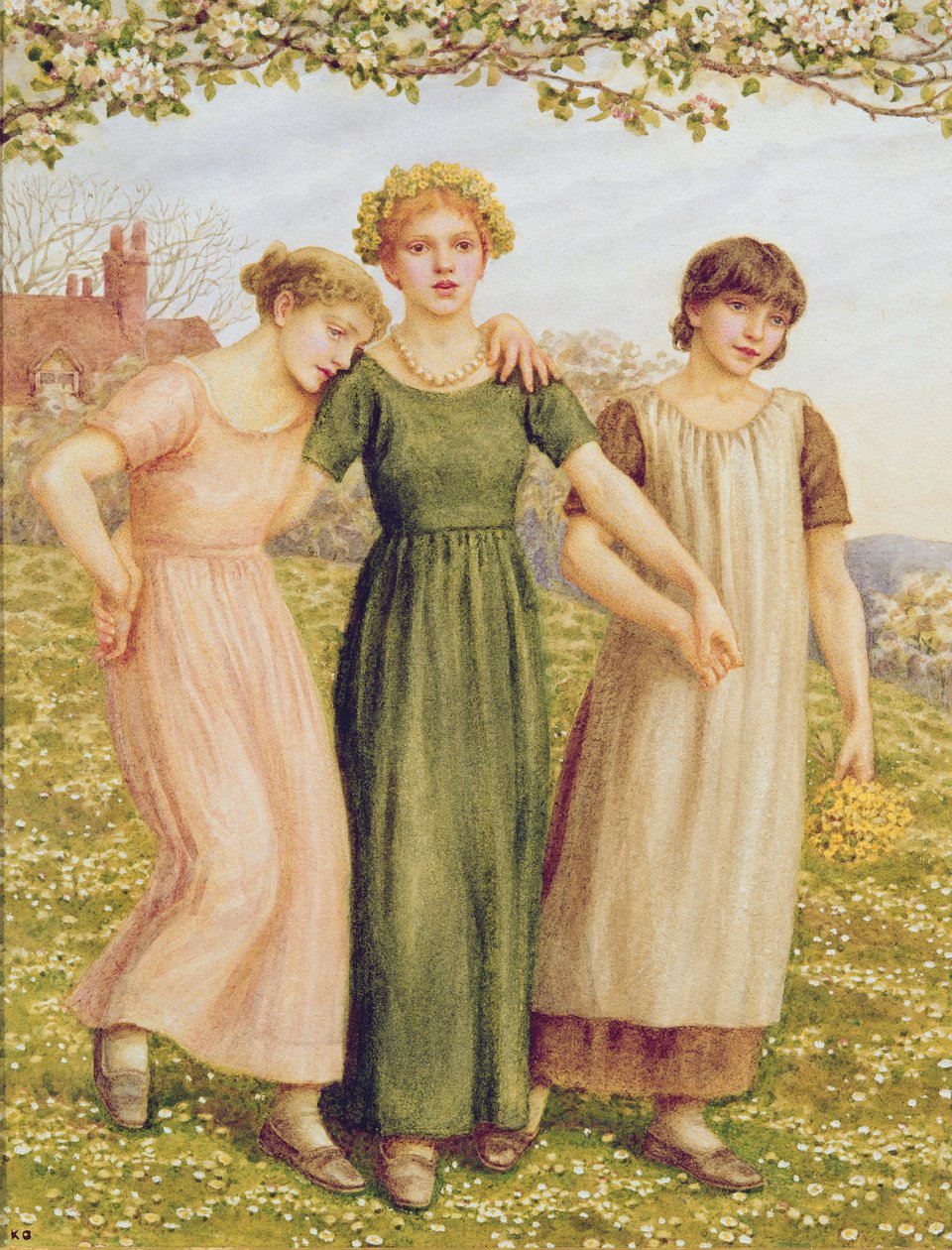 Trzy młode dziewczyny, XIX wiek autorstwa Kate Greenaway