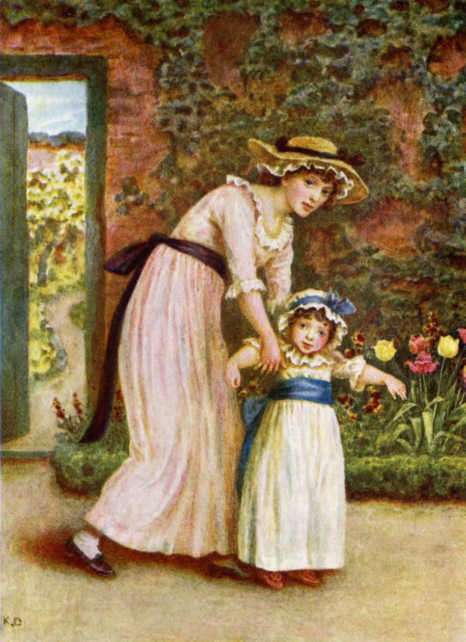 Dwie dziewczyny w ogrodzie, Kate Greenaway autorstwa Kate Greenaway