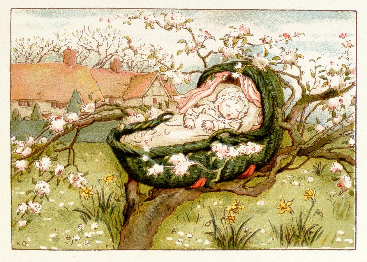 Cisza, z „Księgi melodii kwietniowego dziecka” 1900 autorstwa Kate Greenaway