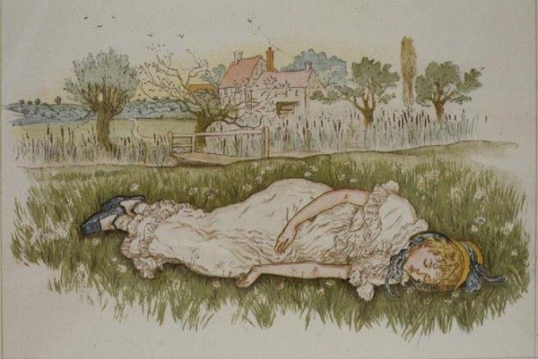 Odpoczynek, z „Dnia z życia dziecka” autorstwa Kate Greenaway