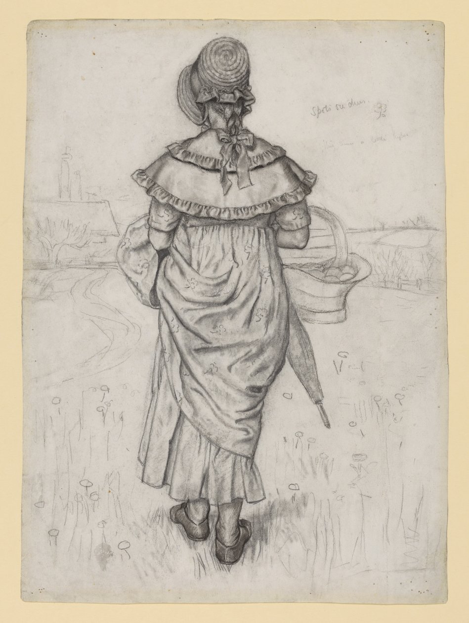Studium do „Under the Window” autorstwa Kate Greenaway