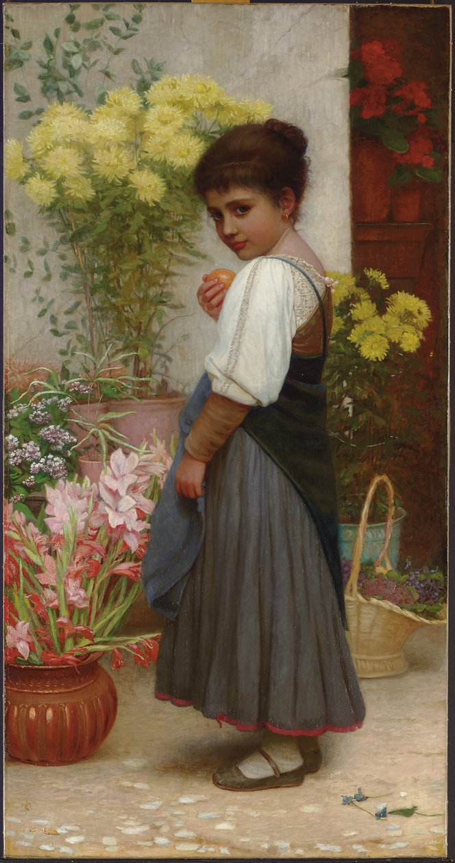 Sprzedawca kwiatów (olej na płótnie) autorstwa Kate Perugini