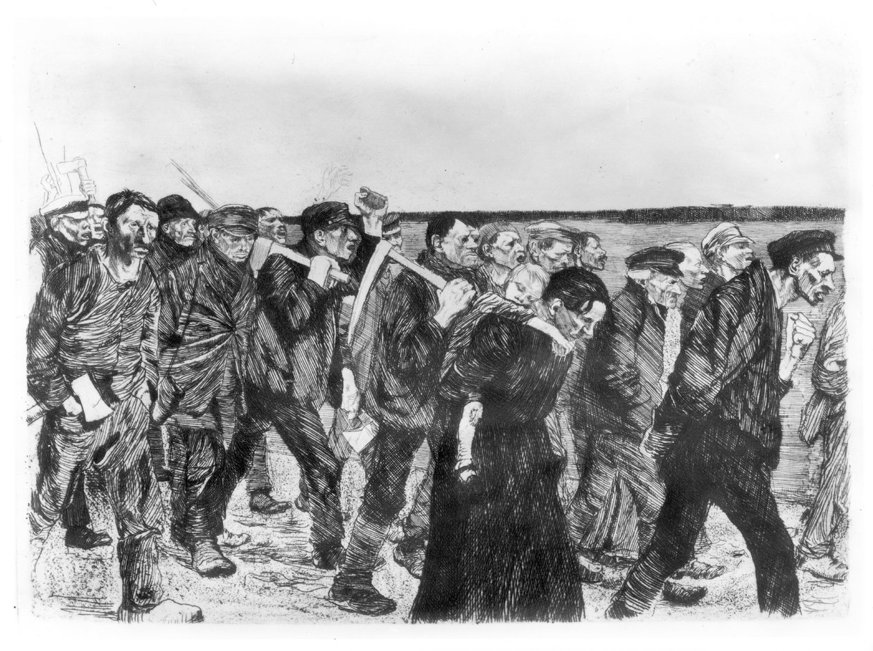 Marsz Tkaczy w Berlinie, 1897 autorstwa Käthe Kollwitz