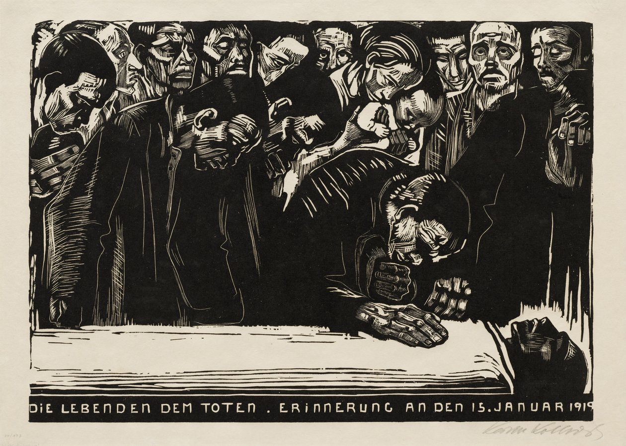 Karta pamięci Karla Liebknechta autorstwa Kathe Schmidt Kollwitz