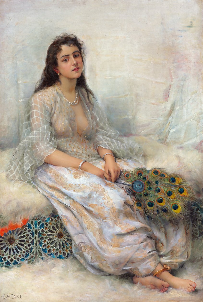 Orientalna piękność (olej na płótnie) autorstwa Katherine Augusta Carl