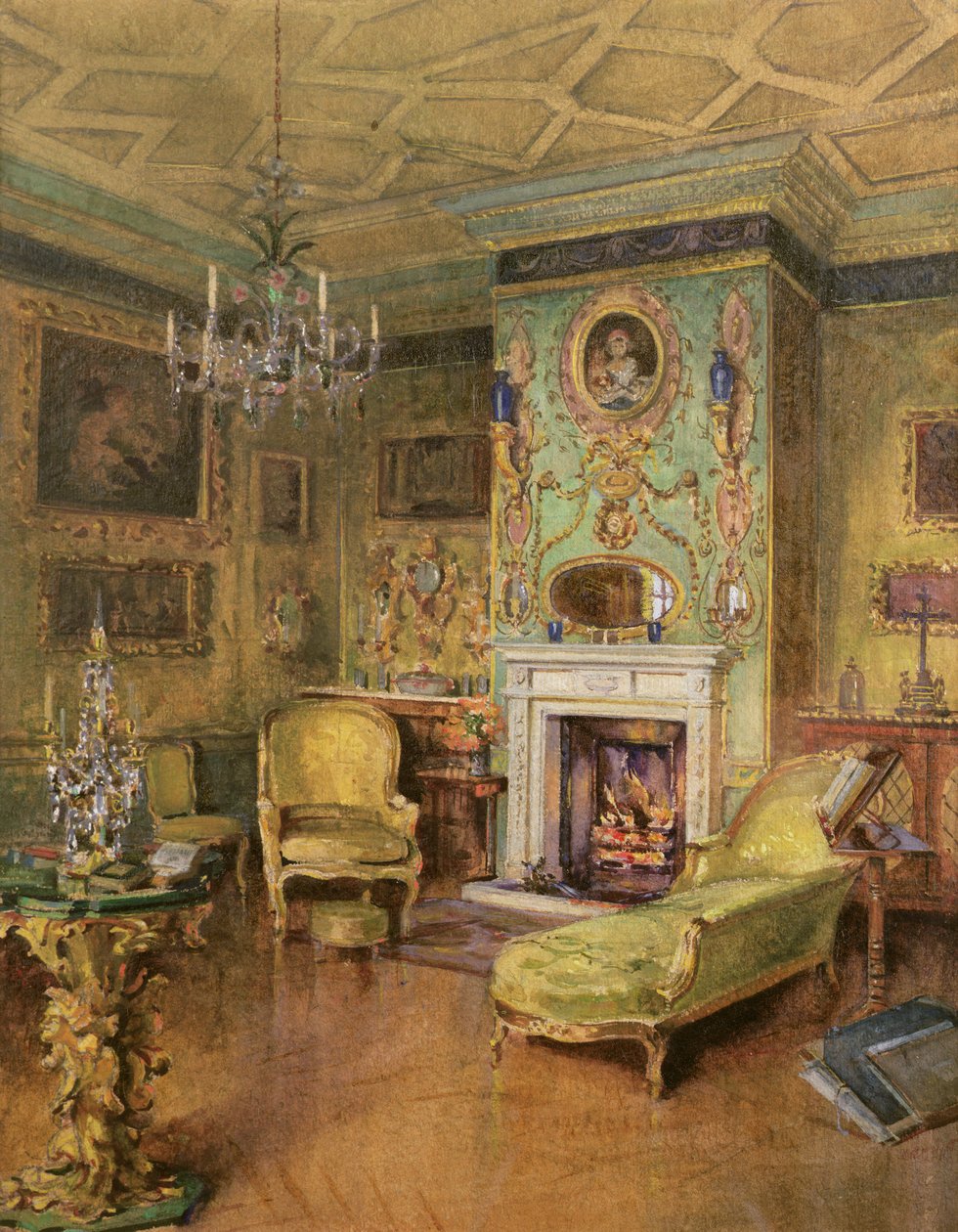 The Yellow Room, Holland House, Londyn (toaleta i kolor nadwozia z gumą arabską) autorstwa Katherine Montagu Wyatt