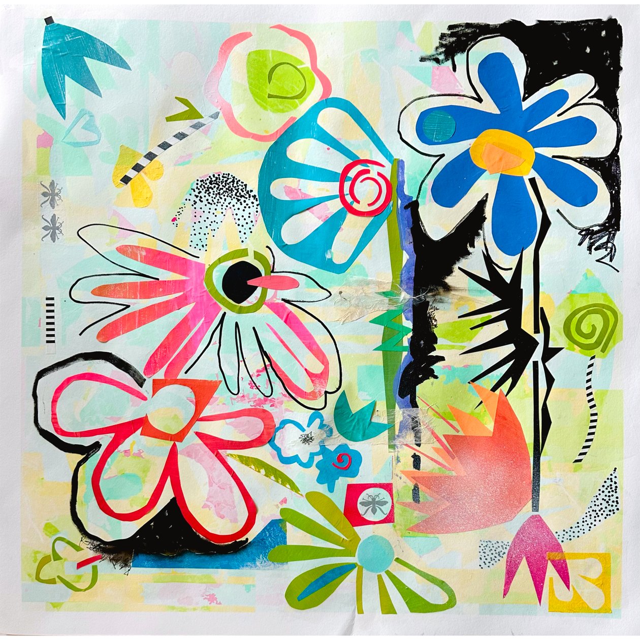 Whimsical Bloom, 2025 (mieszane media na papierze) autorstwa Kathy Dunaway