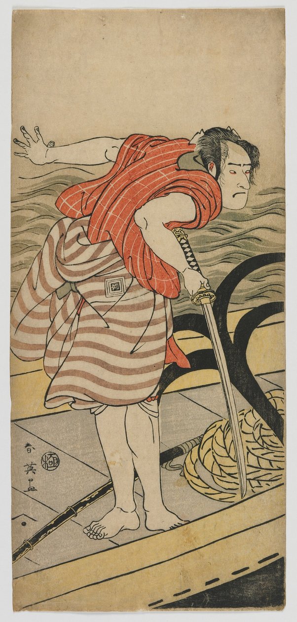 Aktor Ichikawa Komazo III, okres Edo, ok. 1791 (kolorowy drzeworyt) autorstwa Katsukawa Shun ei