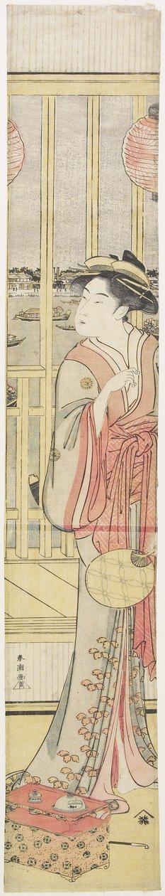 Kurtyzana Hanao_gi chłodząca samą siebie, ok. 1788 r. autorstwa Katsukawa Shuncho