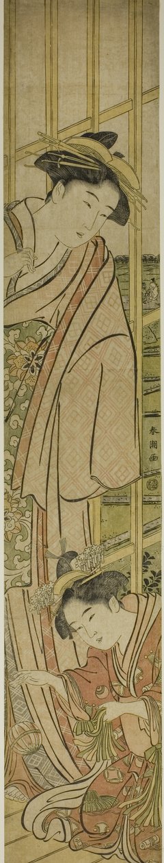 Granie w temari autorstwa Katsukawa Shuncho
