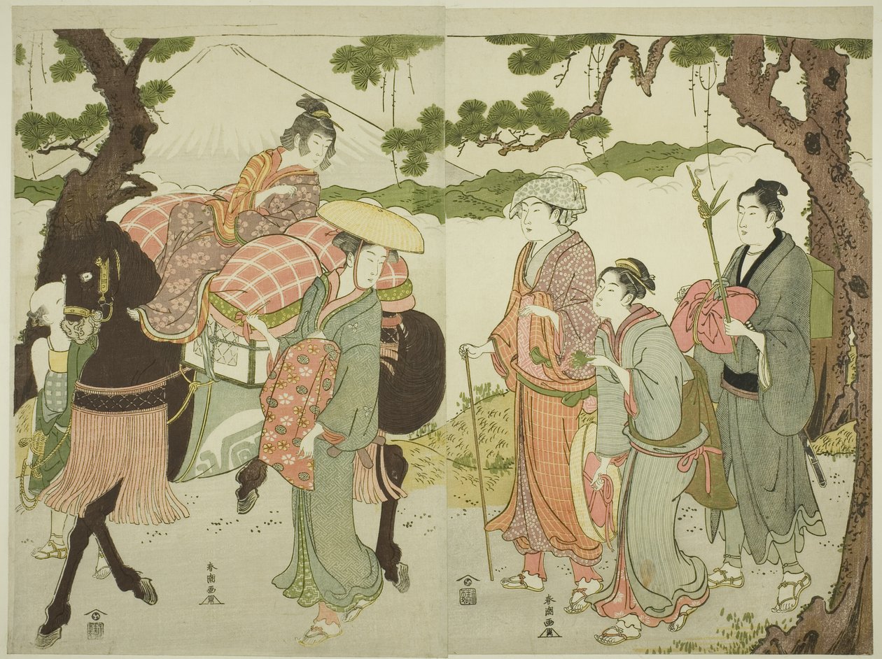 Podróżujący na Tokaido autorstwa Katsukawa Shuncho