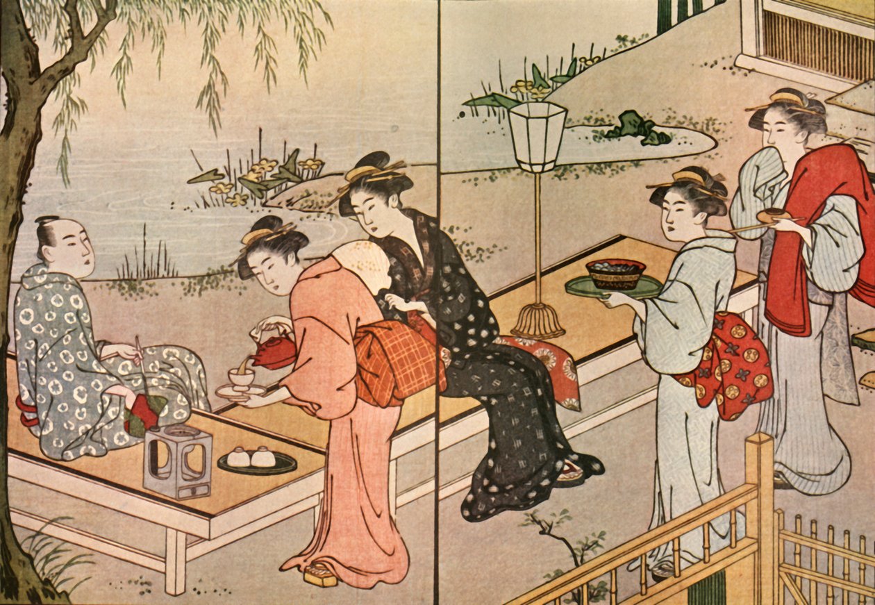Kobieta podająca herbatę, 1790, 1924. autorstwa Katsukawa Shuncho