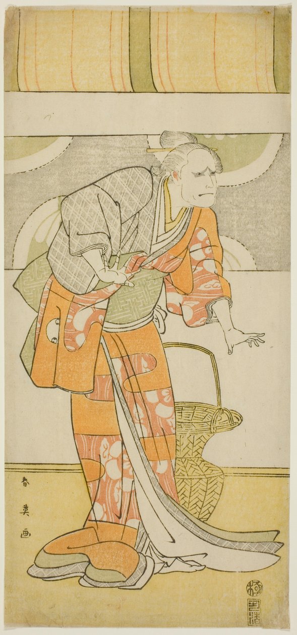 Aktor Arashi Ryûzô II jako Hachijô w "Kalendarzu filarowym klanów Genji i Heike" ("Gempei hashira-goyomi") autorstwa Katsukawa Shun