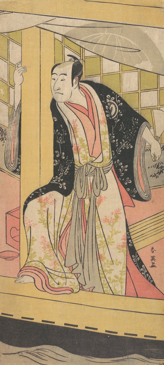 Aktor Sawamura Sojuro 3 miejsce jako mężczyzna stojący w łodzi wycieczkowej, ok. godz. 1790. autorstwa Katsukawa Shun