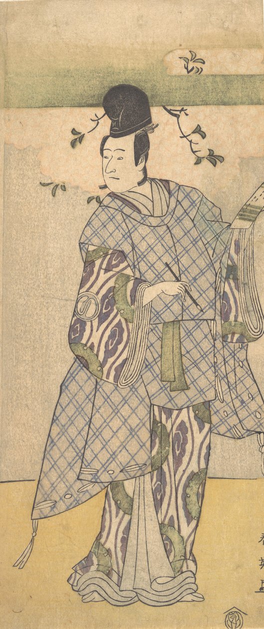 Aktor Sawamura Sojuro III jako szlachcic piszący poezję, 1782. autorstwa Katsukawa Shun