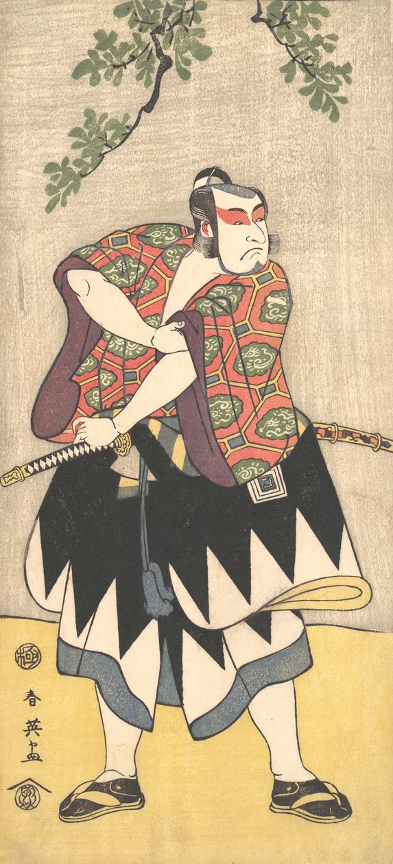 Drugi Ichikawa Monnosuke jako mężczyzna ubrany w kimono, ca. 1793. autorstwa Katsukawa Shun