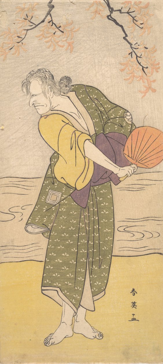 Niezidentyfikowany aktor linii Ichikawa jako staruszka, ca. 1795. autorstwa Katsukawa Shun